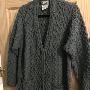Aran Craft Merino Wool Boyfriend Button Front Cardigan